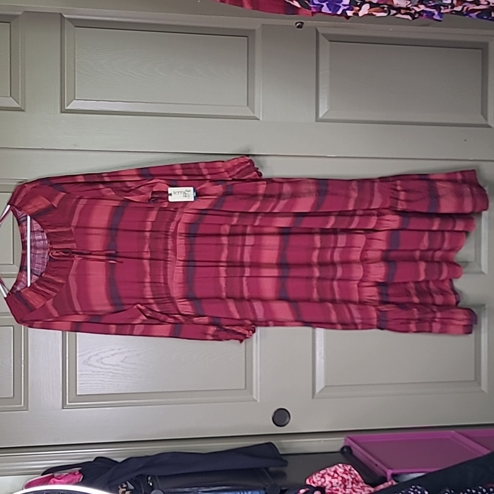 NWT Terra & Sky Long sleeve washy stripe tuscan rose print maxi dress size 3X